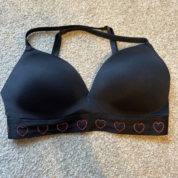 Victoria's Secret PINK Black Rhinestone Wear Everywhere Wireless Push Up 34D - Picture 2 of 10